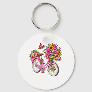 Bloemensleutelhanger 'Optimisme' – Roze fiets met Sleutelhanger