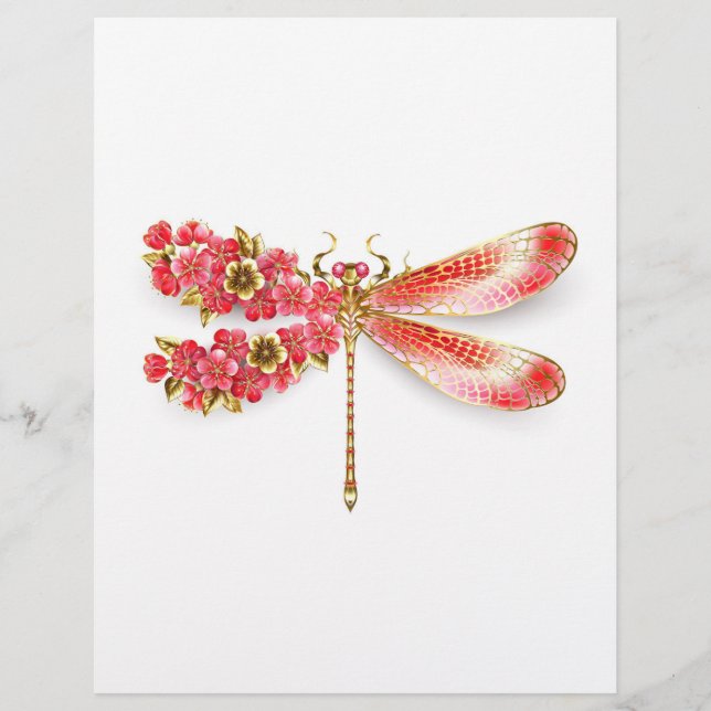 Bloemenslibel met juwelen sakura briefhoofd (Voorkant)