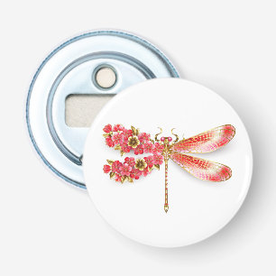 Bloemenslibel met juwelen sakura button flesopener