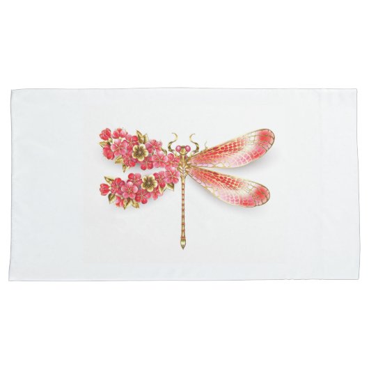 Bloemenslibel met juwelen sakura kussensloop (Voorkant-Rechts)