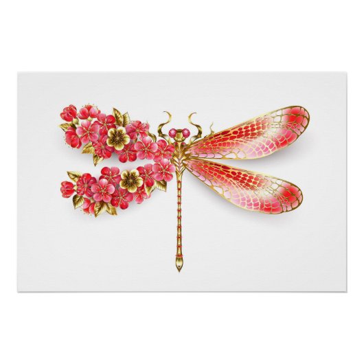 Bloemenslibel met juwelen sakura perfect poster (Voorkant)