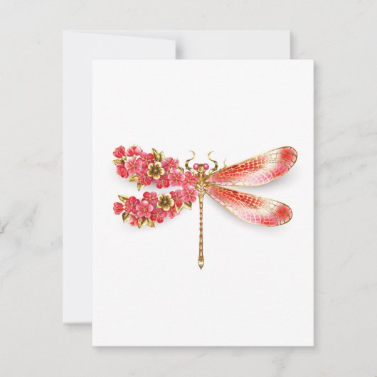 Bloemenslibel met sieraden sakura bedankkaart (Voorkant)