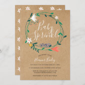 Bloemensling Baby Borrel Rustieke Kraft Boho Kaart (Voorkant / Achterkant)