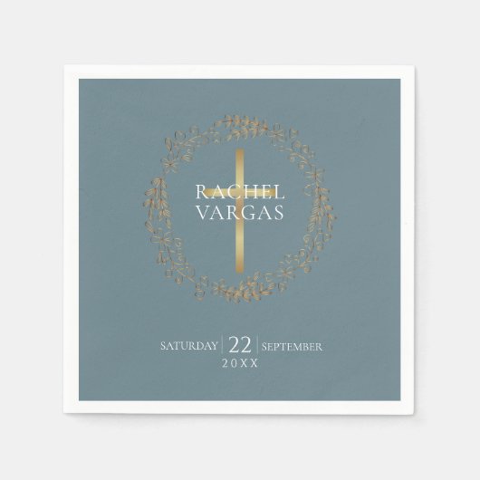 Bloemensling | Nep goud folie Doop Servet (Voorkant)