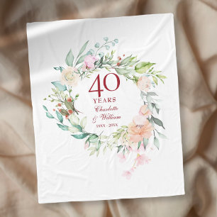 Bloemenslinger 40-jarig huwelijksjubileum fleece deken