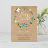 Bloemenslinger Baby Borrel Rustieke Kraft Boho Kaart (Staand voorkant)