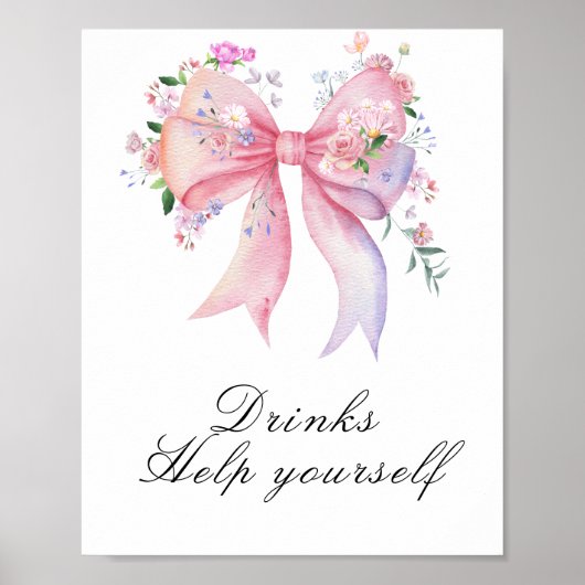 Bloemenslinger baby shower - drankjes poster (Voorkant)