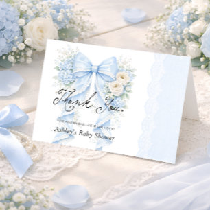 Bloemenslinger Blauwe Vintage Baby Shower Bedankt