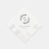 Bloemenslinger Bruiloft Initiële Monogram Papier Servet (Hoek)