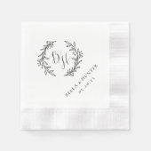 Bloemenslinger Bruiloft Initiële Monogram Papier Servet (Voorkant)