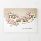 Bloemenslinger Driehoekige Trouwuitnodiging met RS Drieluik Uitnodiging (Cover)