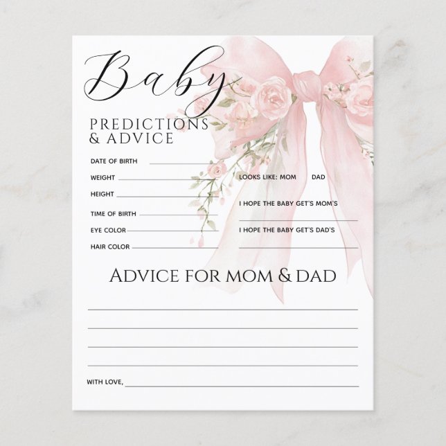 Bloemenslinger Elegant Baby Shower Voorspellingssp (Voorkant)