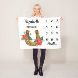 Bloemenslinger Hoefijzer Baby Mijlpaal Fleece Deken
