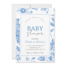 Bloemenslinger jongens babyshower uitnodiging