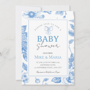 Bloemenslinger jongens babyshower uitnodiging