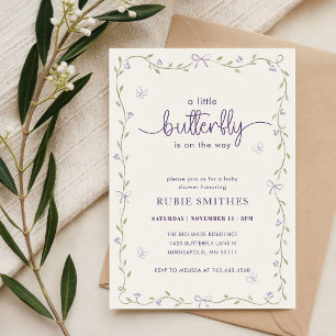 Bloemenslinger Lavendel Vlinder Baby Shower Kaart
