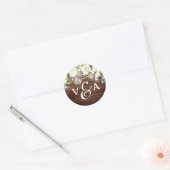 Bloemenslinger Lichtjes Monogram Huwelijkssticker Ronde Sticker (Envelop)