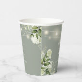 Bloemenslinger Lichtjes Saliegroen Bruiloft Papieren Bekers (Rechts)