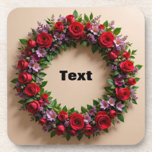 Bloemenslinger met rode rozen en roze bloemen bier onderzetter