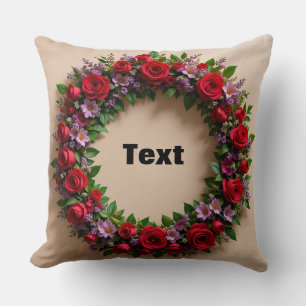Bloemenslinger met rode rozen en roze bloemen kussen