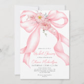 Bloemenslinger Roze Lint Boho Coquette Bruiloft Fe Kaart (Voorkant)