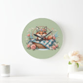 Bloemenslingering met quilt en bloemen in mandje grote klok (Huis)