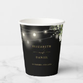 Bloemenslingerlampjes Zwart Goud Bruiloft Papieren Bekers (Achterkant)