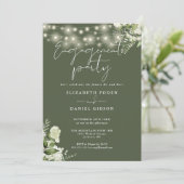 Bloemenslingerlichten Olijfgroen Verlovingsfeest Kaart (Staand voorkant)