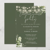 Bloemenslingerlichten Olijfgroen Verlovingsfeest Kaart (Voorkant / Achterkant)