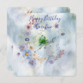 Bloemenslingers en grillige verjaardagsuitnodiging (Voorkant / Achterkant)