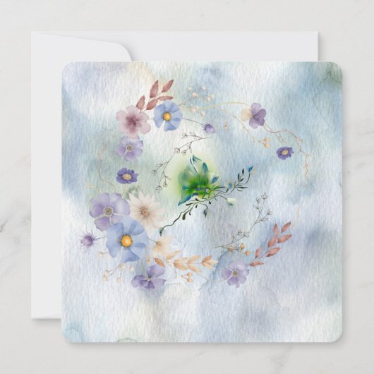 Bloemenslingers en grillige verjaardagsuitnodiging (Achterkant)