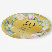 Bloemenslingers Gouden Folie 50ste Huwelijksverjaa Papieren Bordje (Gekanteld)