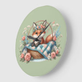 Bloemenslingers in mand met quilt en bloemen grote klok (Hoek)