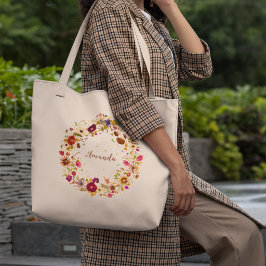 Bloemenslingers | Originele Persbloem Kunst Grote Tote Bag