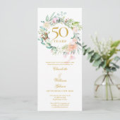 Bloemenslingers voor 50-jarig huwelijksjubileum kaart (Staand voorkant)