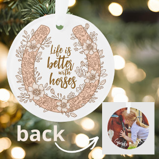 Bloemenslingershoen Leven is beter met paarden Fot Ornament