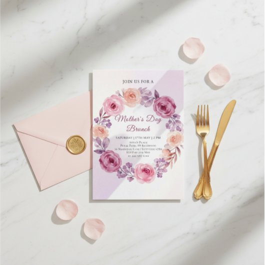 Bloemenslingersontwerp Moederdag Brunch Kaart