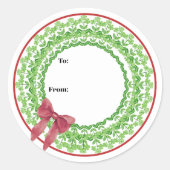 Bloemenslingersticker met blokdruk ronde sticker (Voorkant)