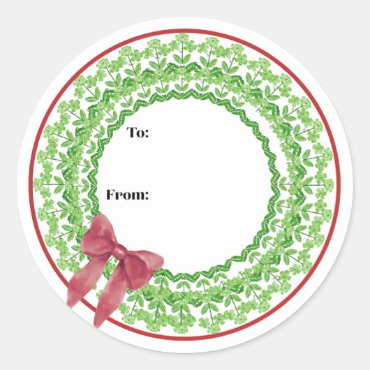 Bloemenslingersticker met blokdruk ronde sticker (Voorkant)