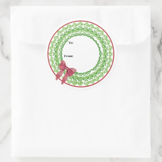 Bloemenslingersticker met blokdruk ronde sticker (Tas)