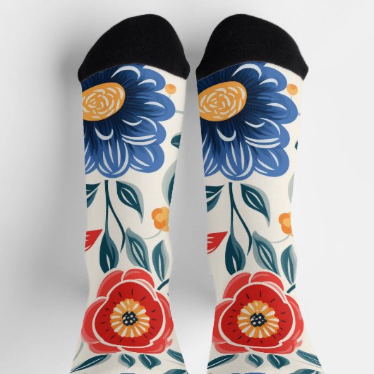 Bloemensocks met felle rood sokken (Top)