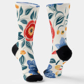 Bloemensocks met felle rood sokken (Gebogen)