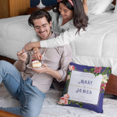 Bloemenspecifieke tekst Trouwjubilea cadeau Blauw Kussen