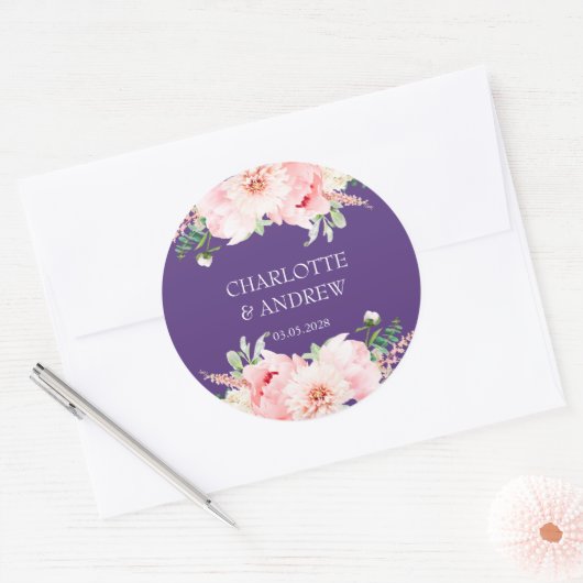 bloemenspecifieke trouwdag ronde sticker (Envelop)