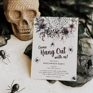 Bloemenspinnen komen Halloween-feest vieren Kaart