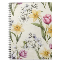 Bloemenspiraal Notebook | Vintage Botanische Bloem