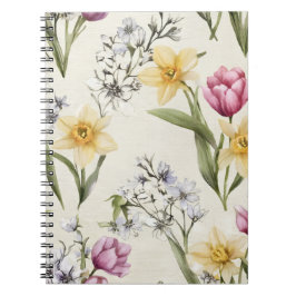 Bloemenspiraal Notebook | Vintage Botanische Bloem Notitieboek