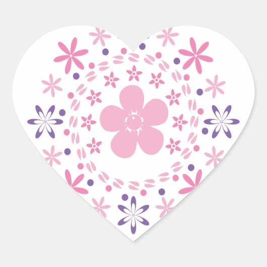 Bloemenspiraal: Vector Art: Hart Sticker (Voorkant)