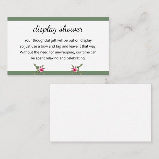 Bloemenspray display douche informatiekaartje (Voorkant / Achterkant)