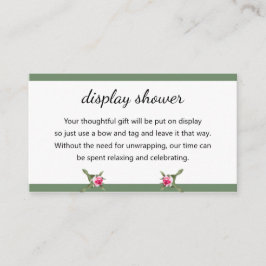 Bloemenspray display douche informatiekaartje